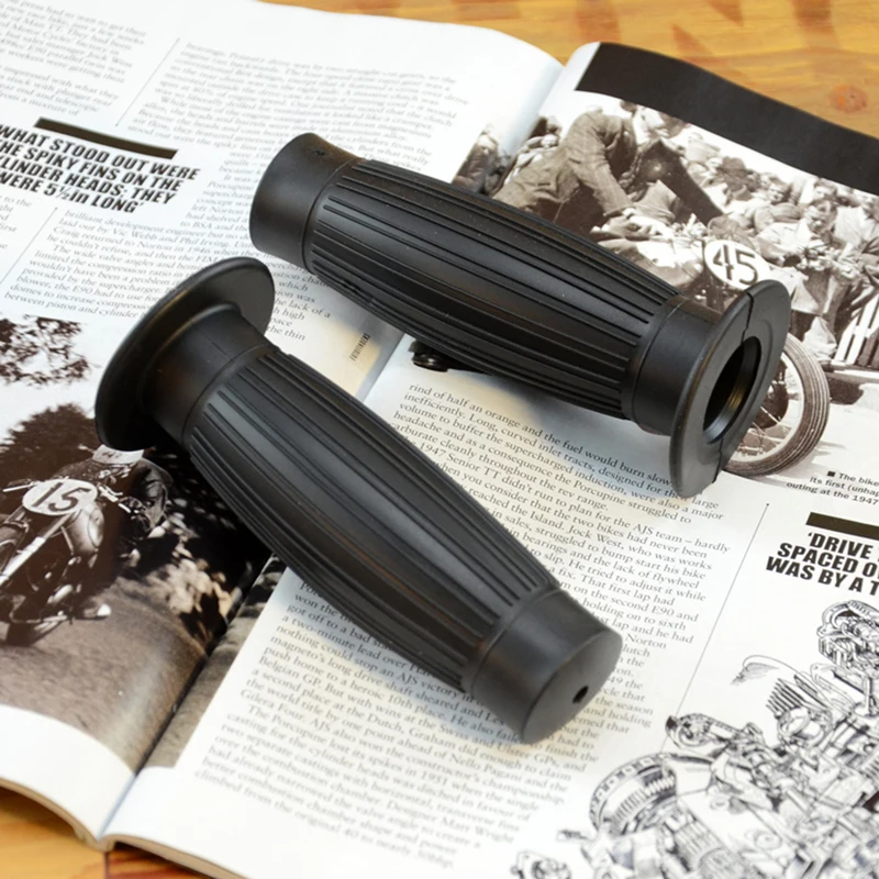 Vintage motorcycle handle grips round rubber grips black and brown handle grips of motobike
Vintage motorcycle handle grips round rubber grips black and brown handle grips of motobike