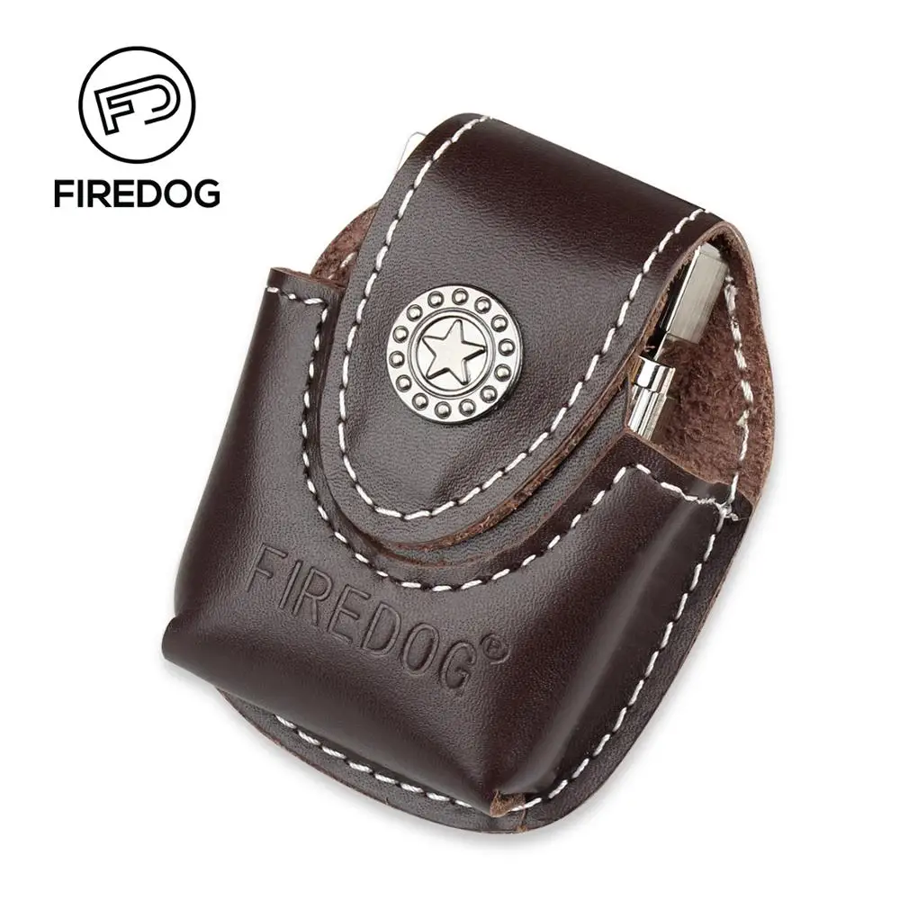 

Firedog Fliptop Genuine Leather Lighter Pouch Holder Case with Metal Belt Clip for ZIPPO Kerosene Oil Lighter