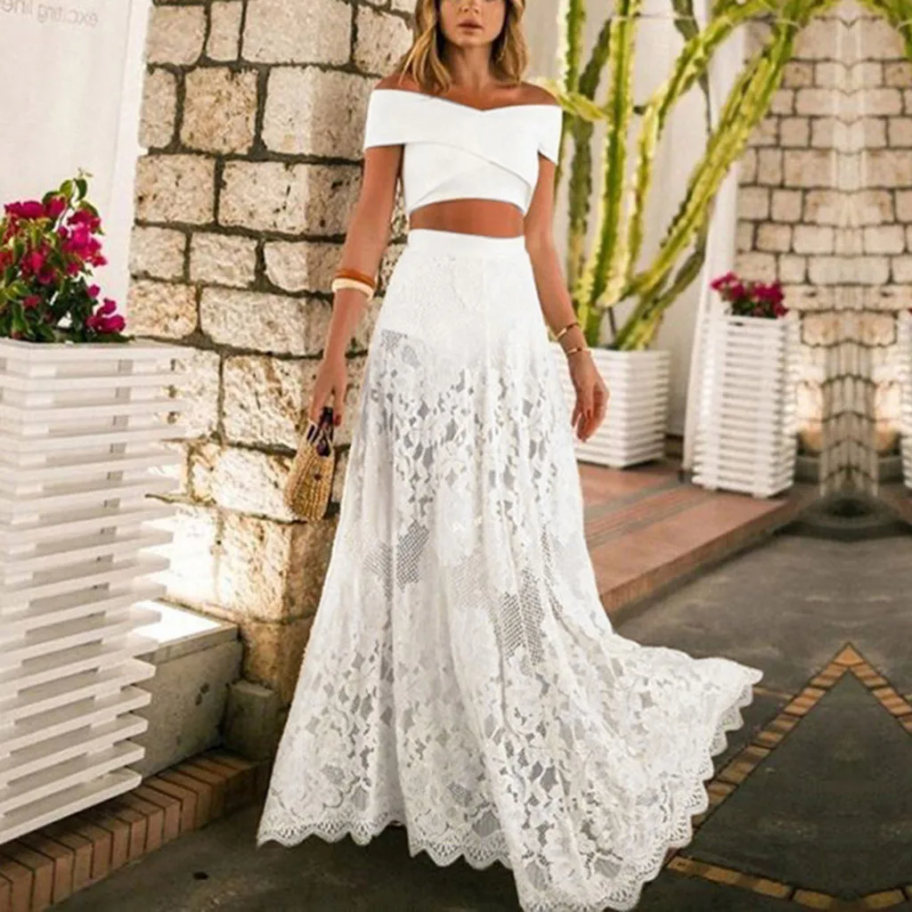 Women Summer Sexy Slash Neck Three-piece set Beach Dress High Waist Elegant White Party Dresses Solid White Lace
Women Summer Sexy Slash Neck Three-piece set Beach Dress High Waist Elegant White Party Dresses Solid White Lace