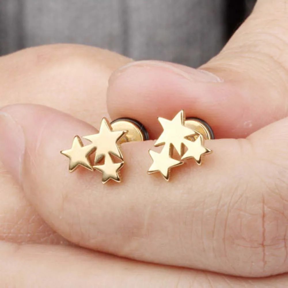 1 Pair Star Silver Black/Yellow Gold GP Surgical Stainless Steel Stud Earrings Gift
1 Pair Star Silver Black/Yellow Gold GP Surgical Stainless Steel Stud Earrings Gift