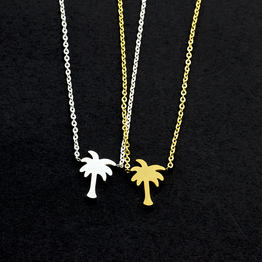 Stainless Steel Gold Color Chain Necklaces Women Fashion Plam Tree Chocker Necklace Boho Jewelry 2018 Dainty Gifts Collier Femme | Украшения