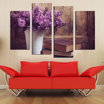 4 panels violet flower canvas paintings book wall art picture printing poster home sofa background decoration Nordic decoration
4 panels violet flower canvas paintings book wall art picture printing poster home sofa background decoration Nordic decoration