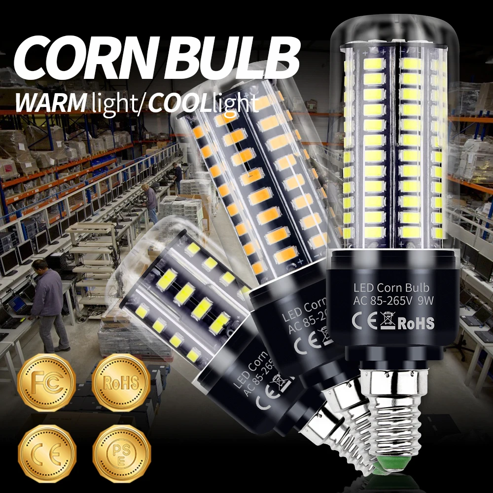 

E27 Corn Bulb Lamp E14 Led Light 220V Lampada 3.5W 5W 7W 9W 12W 15W 20W High Power Led Lamp 110V No Flicker Bulb Candle 5736 SMD