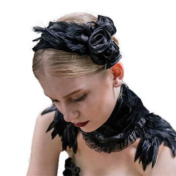 Gothic Women Black Flower Hairpin Stampunk Party Rose Feather Hairpin Headwear Accessories
Gothic Women Black Flower Hairpin Stampunk Party Rose Feather Hairpin Headwear Accessories