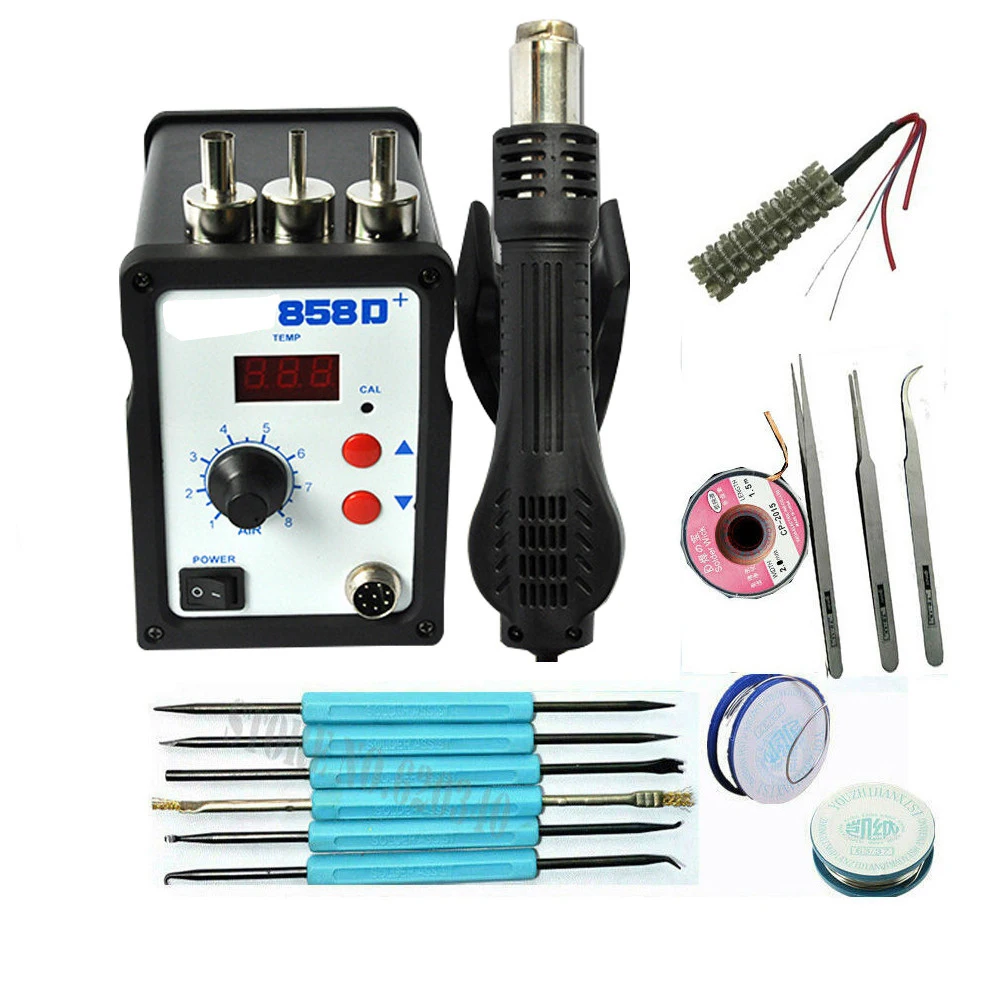 858D 220V / 110V 700W ESD Hot Air Gun Soldering Station LED Digital Solder Desoldering Station BGA Rework Hot Air Gun With Gifts
858D 220V / 110V 700W ESD Hot Air Gun Soldering Station LED Digital Solder Desoldering Station BGA Rework Hot Air Gun With Gifts