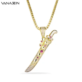 VANAXIN Dagger Sword CZ Crystal Pendant Necklace for Men Jewelry Zircons Gold/Silver Color Necklace Birthday Gift Weapon Hip Hop
VANAXIN Dagger Sword CZ Crystal Pendant Necklace for Men Jewelry Zircons Gold/Silver Color Necklace Birthday Gift Weapon Hip Hop