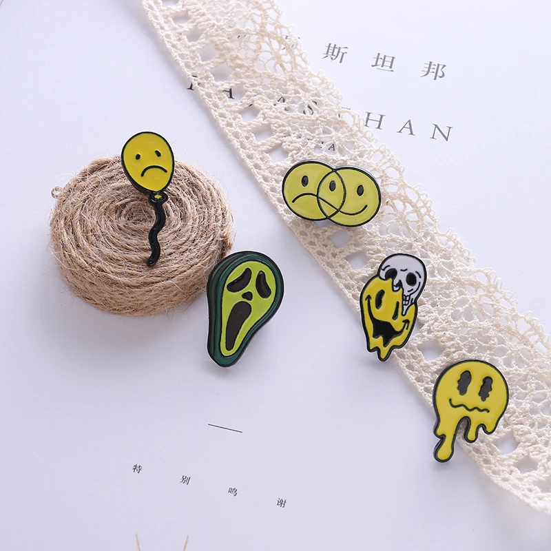 emoji Pins Smile Sad Wronged face enamel Brooches Weird skull Horror grim Reaper Avocado lapel Pin Badges Jewelry Chat emoticon
emoji Pins Smile Sad Wronged face enamel Brooches Weird skull Horror grim Reaper Avocado lapel Pin Badges Jewelry Chat emoticon