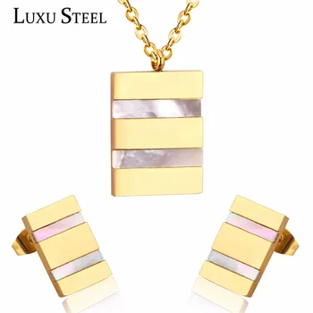 LUXUSTEEL Jewelry Sets Silver Color Stainless Steel Shell Pendant Necklaces Geometry Stud Earrings Brinco For Women Accessories
LUXUSTEEL Jewelry Sets Silver Color Stainless Steel Shell Pendant Necklaces Geometry Stud Earrings Brinco For Women Accessories