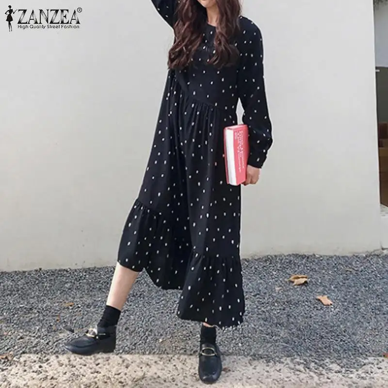 2019 ZANZEA Autumn Ruffled Dress Women Casual Long Sleeve Vestidos Elegant Polka Dot Work Office Chic Dresses Female Tunic Robe
2019 ZANZEA Autumn Ruffled Dress Women Casual Long Sleeve Vestidos Elegant Polka Dot Work Office Chic Dresses Female Tunic Robe
