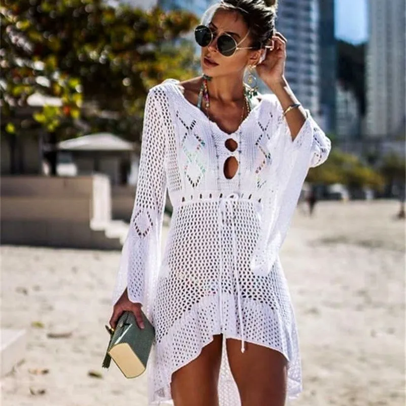 Sexy Women Bathing Suit Lace Crochet Bikini Swimwear Cover Up Casual Beachwear Summer Solid Color V Neck Beach Lace Dress
Sexy Women Bathing Suit Lace Crochet Bikini Swimwear Cover Up Casual Beachwear Summer Solid Color V Neck Beach Lace Dress