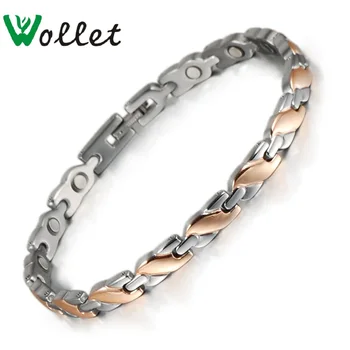 Wollet Jewelry 20.5cm Healing Energy Magnetic Stainless Steel Bracelet Bangle for Women Rose Gold Color Magnets
Wollet Jewelry 20.5cm Healing Energy Magnetic Stainless Steel Bracelet Bangle for Women Rose Gold Color Magnets