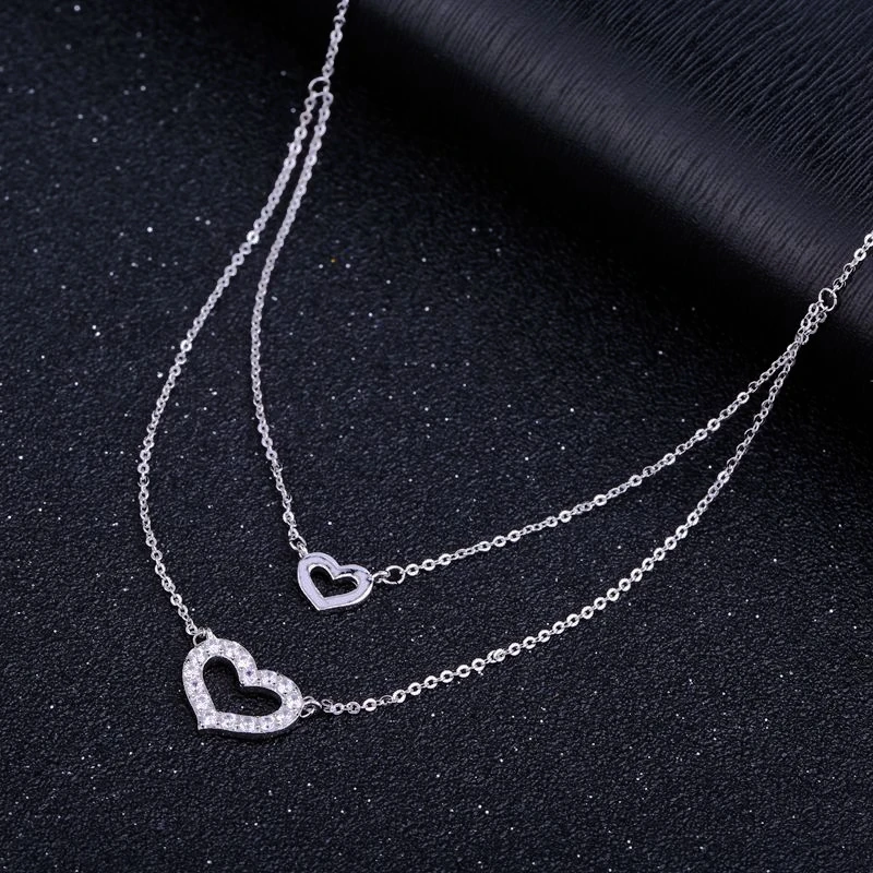 MIGGA Trendy Rose Gold Color Double Layers Heart Charm Chain Necklace Women CZ Zircon Crystal Necklace
MIGGA Trendy Rose Gold Color Double Layers Heart Charm Chain Necklace Women CZ Zircon Crystal Necklace
