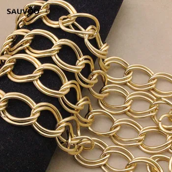SAUVOO 1Meters/lot Gold Color Aluminum Bulk Link Chains 16*22*2mm for DIY Bracelet Necklace Jewelry Findings Craft F1654
SAUVOO 1Meters/lot Gold Color Aluminum Bulk Link Chains 16*22*2mm for DIY Bracelet Necklace Jewelry Findings Craft F1654