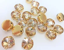 זהב תחתון זהב אלוף העגול שטוח חזור זכוכית קריסטל לתפור על טופר rhinstones אביזרי ביגוד 20 יח'\שקית(China)