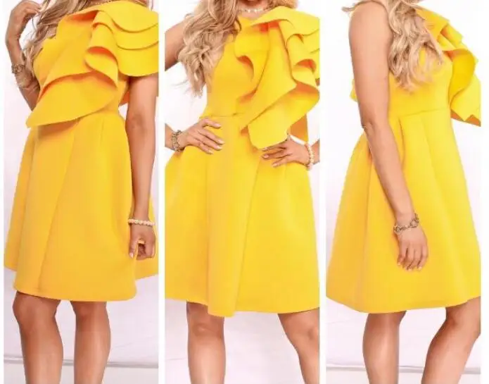 Summer Women Ruffles Dress Yellow Cascading Sexy Sleeveless Knee-length Dress Elegant Fashion Party Wear Pencil Dress XXL
Summer Women Ruffles Dress Yellow Cascading Sexy Sleeveless Knee-length Dress Elegant Fashion Party Wear Pencil Dress XXL