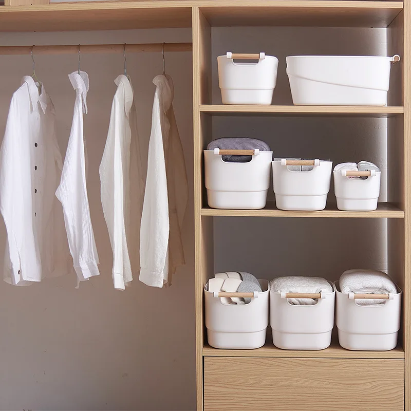 Three Specifications Monochrome Oak Handle Plastic Finishing Storage Basket High Quality Finishing Box for Clothing Snack Tools
Three Specifications Monochrome Oak Handle Plastic Finishing Storage Basket High Quality Finishing Box for Clothing Snack Tools