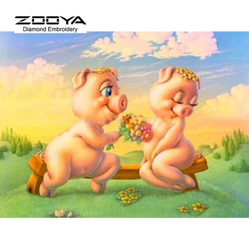 5D DIY Diamond Painting Pig Lovers Cross Stitch Love Flower Embroidery Home Decoration CJ293 | Дом и сад