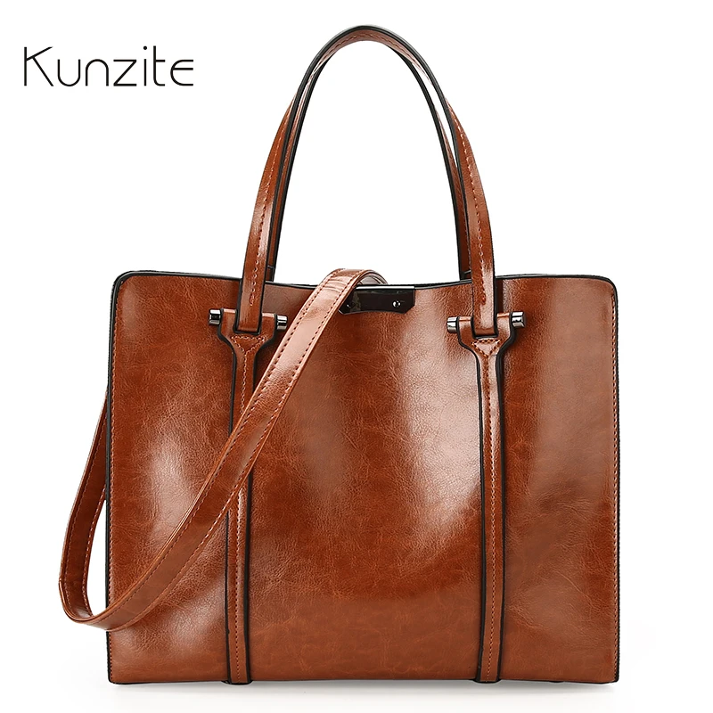 KUNZITE Luxury Oil Wax Leather Handbags Women Bags Fashion Designer Black Tote Portable Bag Ladies Daily Messenger Shoulder Bags
KUNZITE Luxury Oil Wax Leather Handbags Women Bags Fashion Designer Black Tote Portable Bag Ladies Daily Messenger Shoulder Bags