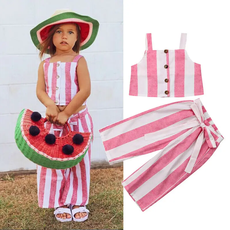 2019 Fashion Summer Boho Toddler Kids Baby Girls Clothes 2PCS Sets Sleeveless Striped Crop Top Long Pants Clothes Outfits 1-5Y
2019 Fashion Summer Boho Toddler Kids Baby Girls Clothes 2PCS Sets Sleeveless Striped Crop Top Long Pants Clothes Outfits 1-5Y