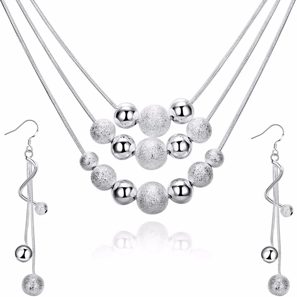 GNIMEGIL Fashion Sand Light Beads Necklace+Earrings Jewelry Set For Women Silver Color Wedding Party Gifts Jewelry Bijoux
GNIMEGIL Fashion Sand Light Beads Necklace+Earrings Jewelry Set For Women Silver Color Wedding Party Gifts Jewelry Bijoux