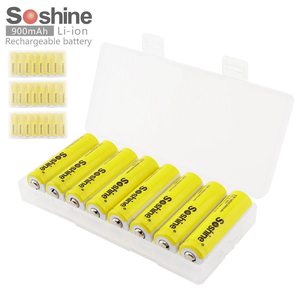 Soshine 24Pcs 3.7V ICR 14500 900mAh Li-ion Rechargeable Battery with Safety Relief Valve and Portable Battery Box for Flashlight
Soshine 24Pcs 3.7V ICR 14500 900mAh Li-ion Rechargeable Battery with Safety Relief Valve and Portable Battery Box for Flashlight