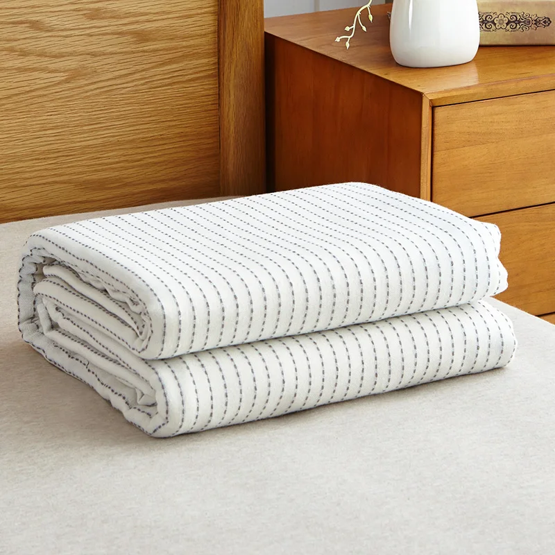 Soft Summer Thin Blankets Striped 100% Cotton Gauze Summer Air-conditioned Room Coverlet 150*200 200*230 cm
Soft Summer Thin Blankets Striped 100% Cotton Gauze Summer Air-conditioned Room Coverlet 150*200 200*230 cm