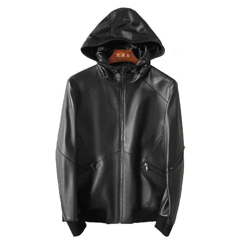Men's Leather Jacket Hooded Sheepskin Coat Genuine Leather Jacket Men High Quality Bomber Jackets Chaqueta Cuero Hombre KJ2169
Men's Leather Jacket Hooded Sheepskin Coat Genuine Leather Jacket Men High Quality Bomber Jackets Chaqueta Cuero Hombre KJ2169