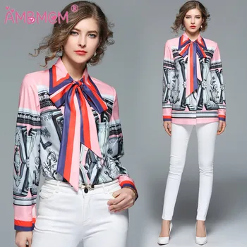 2018 New Floral Print Blouse Summer Women's Long sleeve Bow Collar Casual Shirt High Quality Party Designer Tops female AMBMCM
2018 New Floral Print Blouse Summer Women's Long sleeve Bow Collar Casual Shirt High Quality Party Designer Tops female AMBMCM