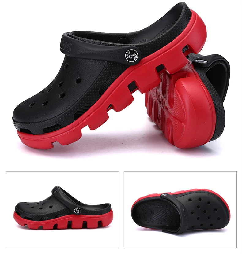 Brand Big Size 39-47 Croc Men Water Casual Aqua Clogs Hot Male Band Sandals Summer Slides Black Beach Swimming Shoes (9)