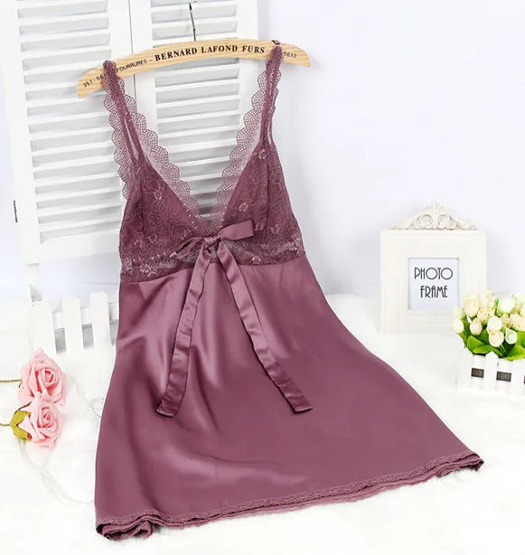 Ladies Sexy Silk Satin Nightgown Lace Nightdress Sleeveless Nighties V-neck Night dress Summer Sleep Dress Nightwear For Women
Ladies Sexy Silk Satin Nightgown Lace Nightdress Sleeveless Nighties V-neck Night dress Summer Sleep Dress Nightwear For Women
