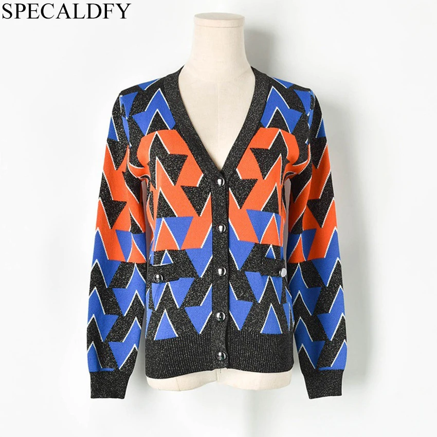 2019 Autumn Winter Knitted Sweater Coat Women Long Sleeve Geometric Jacquard Cardigan Feminino Outwear Junmper Sueter Mujer
2019 Autumn Winter Knitted Sweater Coat Women Long Sleeve Geometric Jacquard Cardigan Feminino Outwear Junmper Sueter Mujer