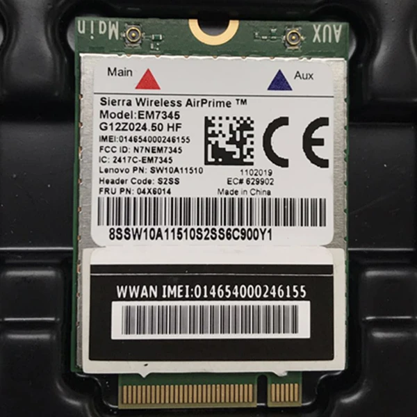 For IBM Lenovo Thinkpad T440 T540P W540 L440 X240 X1 Carbon 4G Module EM7345 NGFF M.2 WWAN Card 04X6014 4G LTE/HSPA+ 42Mbps Card
For IBM Lenovo Thinkpad T440 T540P W540 L440 X240 X1 Carbon 4G Module EM7345 NGFF M.2 WWAN Card 04X6014 4G LTE/HSPA+ 42Mbps Card