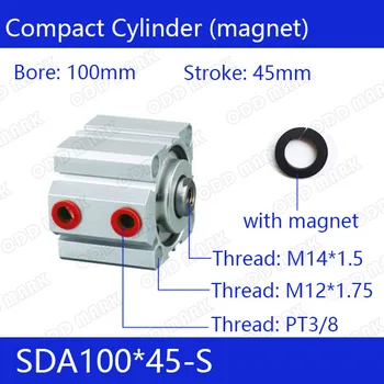 SDA100*45-S Free shipping 100mm Bore 45mm Stroke Compact Air Cylinders SDA100X45-S Dual Action Air Pneumatic Cylinder
SDA100*45-S Free shipping 100mm Bore 45mm Stroke Compact Air Cylinders SDA100X45-S Dual Action Air Pneumatic Cylinder
