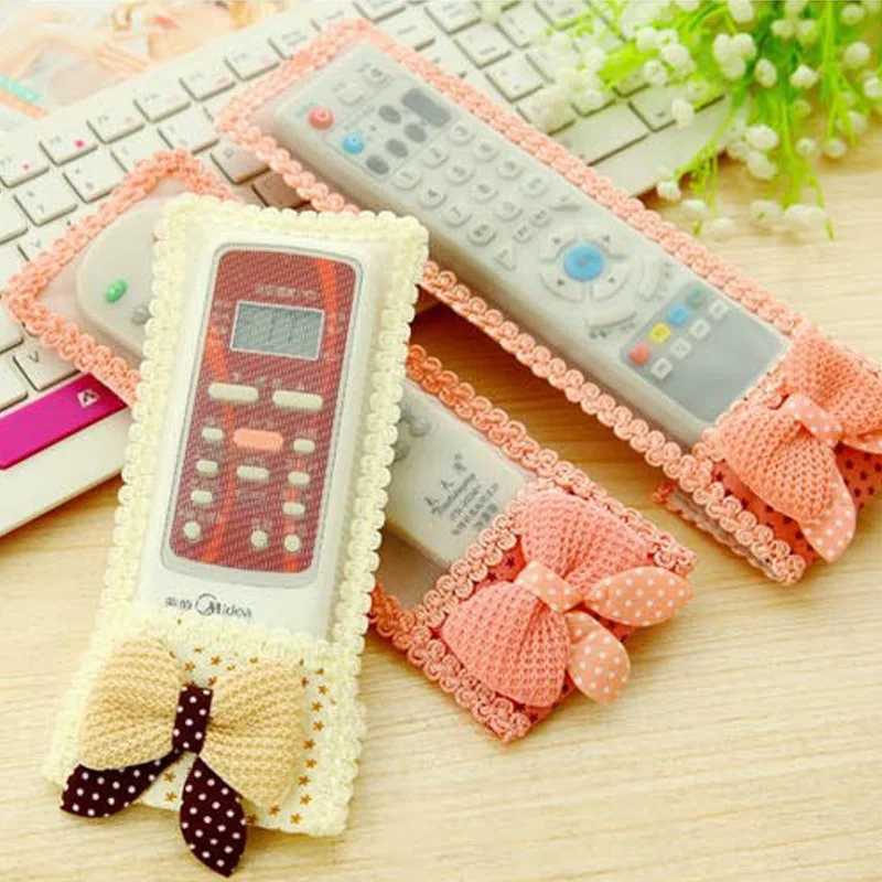 TV Air Conditioning Remote Control Case Cover Bowknot Lace Cover Greaseproof Anti-Dust Bowknot Mini Cover Bags