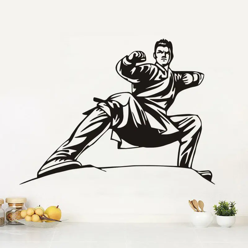 Китайская Настенная Наклейка кунг-фу Боевая виниловая роспись в китайском стиле
