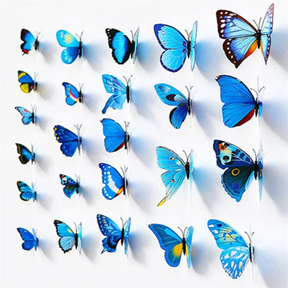 

12Pcs Butterfly Shaped Magnet Wall Sticker PVC Art Butterflies Decal Home Decor Kid Room 3D DIY Wall Mural Stickers