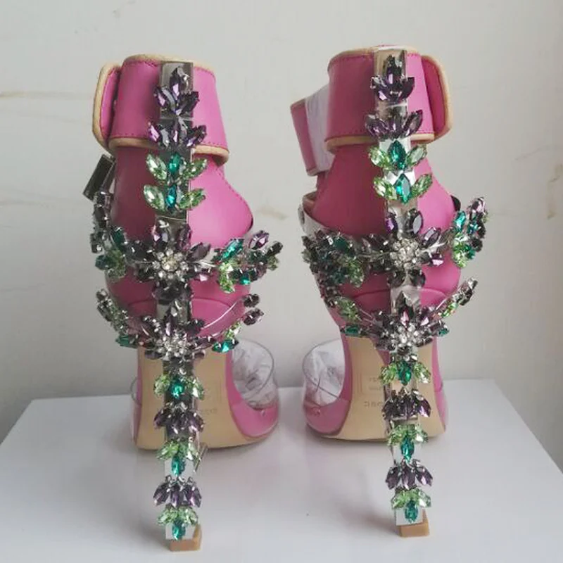 Фото Женские туфли с открытым носком украшенные кристаллами на - купить