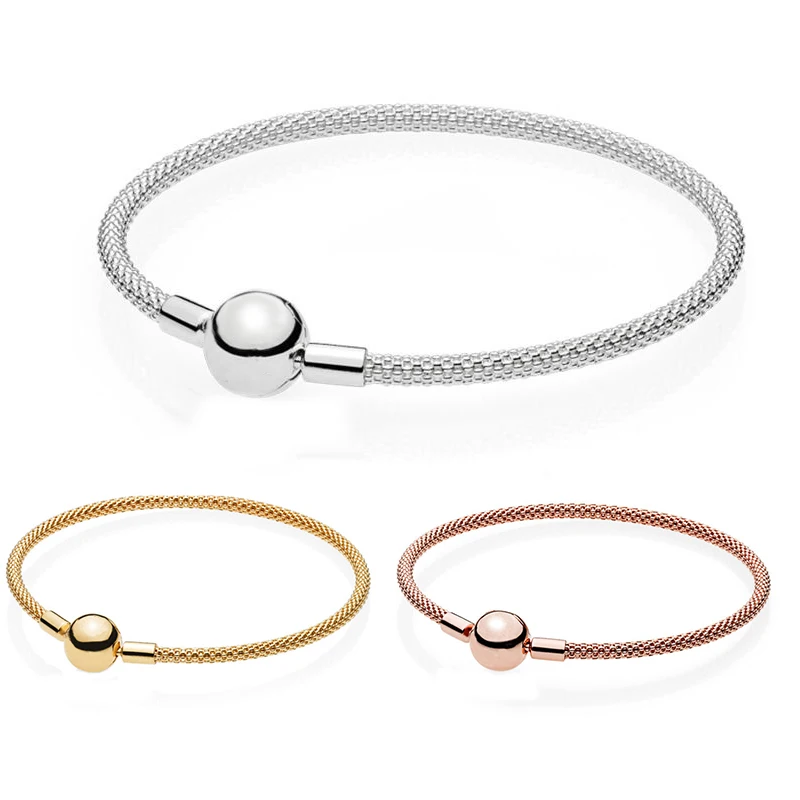 Real 925 Sterling Silver Original Rose Gold Shine Moments Silver Mesh Pandora Bracelet Fit Women Bead Charm Bangle DIY Jewelry
Real 925 Sterling Silver Original Rose Gold Shine Moments Silver Mesh Pandora Bracelet Fit Women Bead Charm Bangle DIY Jewelry