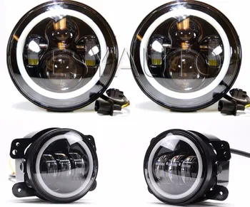 7 Inch LED Headlights 40W White DRL Halo Ring with 4" Passing Fog Lights Assembly for Jeep Wrangler JK LJ TJ 1997-2016
7 Inch LED Headlights 40W White DRL Halo Ring with 4" Passing Fog Lights Assembly for Jeep Wrangler JK LJ TJ 1997-2016