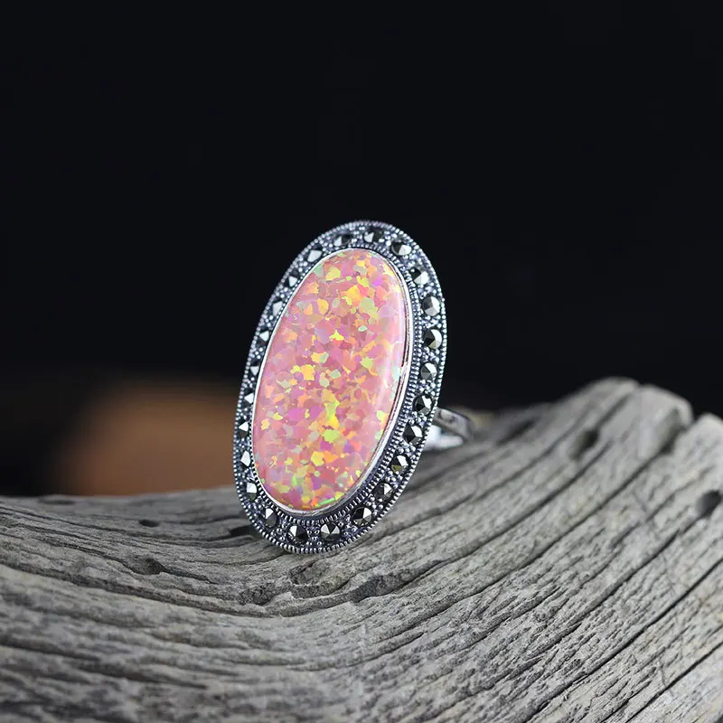 5.3g 22x11.5mm Love engagement Ring Geometric 925 sterling Thai silver Jewelry Gift Viking Synthesis Opal Crown Womens Rings 
5.3g 22x11.5mm Love engagement Ring Geometric 925 sterling Thai silver Jewelry Gift Viking Synthesis Opal Crown Womens Rings