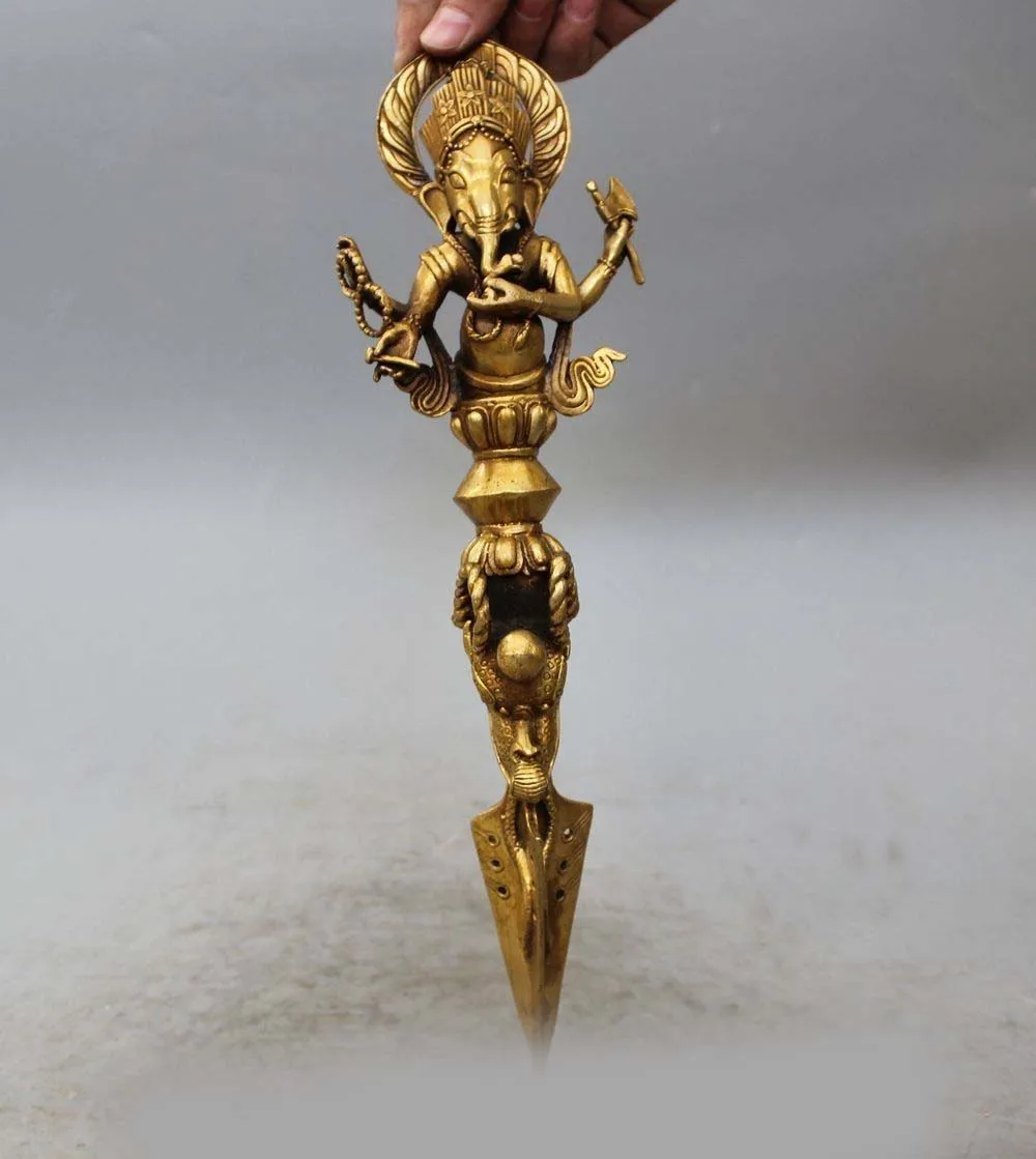 14"Tibet Temple Bronze Gilt 4 arm elephant Buddha Implement dharma-vessel Statue
14"Tibet Temple Bronze Gilt 4 arm elephant Buddha Implement dharma-vessel Statue