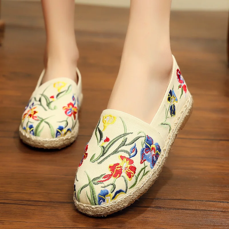 

AARDIMI Spring Floral Espadrilles Women's Loafers Slip On Round Toe Women Canvas Shoes Casual Shallow Female Flats Shoes
