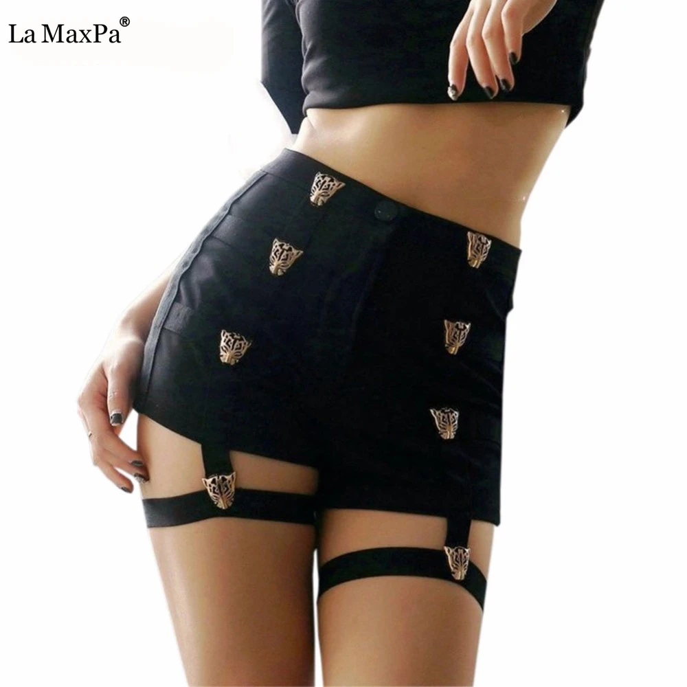 Фото Сексуальные женские шорты с высокой талией в стиле панк рок - купить