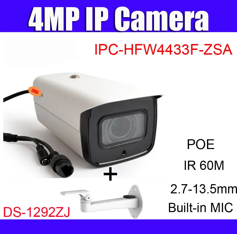 original 4MP IPC-HFW4433F-ZSA IP Camera POE IP67 2.7mm ~13.5mm Motorized IK10 lens SD Card slot network Camera gifted bracket
original 4MP IPC-HFW4433F-ZSA IP Camera POE IP67 2.7mm ~13.5mm Motorized IK10 lens SD Card slot network Camera gifted bracket