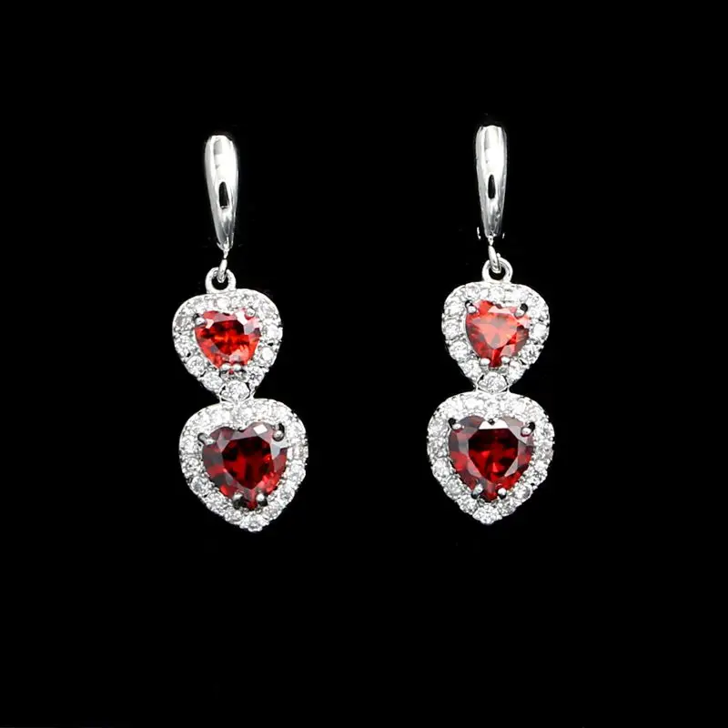 Cute 925 Silver Bridal Earrings Wedding Accessories Red Stone White Crystal For Women
Cute 925 Silver Bridal Earrings Wedding Accessories Red Stone White Crystal For Women