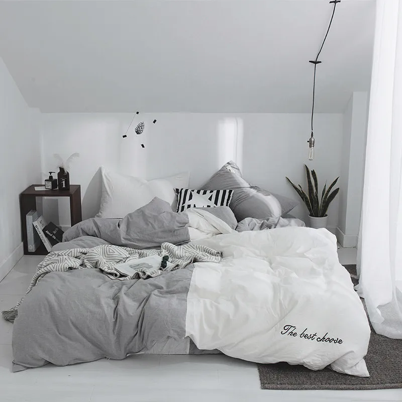 Gray-White Solid Color Stitching 100% Cotton Duvet Cover Comforter/Quilt/Blanket Case With Zipper Full Queen King Double Size
Gray-White Solid Color Stitching 100% Cotton Duvet Cover Comforter/Quilt/Blanket Case With Zipper Full Queen King Double Size