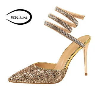 WEIQIAONA New Fashion sexy summer PU Women's sandals High Heels pointed brand Bling glod point pumps party shoes dress shoes
WEIQIAONA New Fashion sexy summer PU Women's sandals High Heels pointed brand Bling glod point pumps party shoes dress shoes