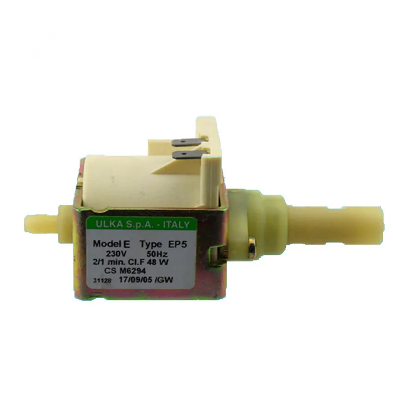 Coffee machine pumps electromagnetic pump brands ULKA model EP5 voltage 230V-50Hz power 48W 
Coffee machine pumps electromagnetic pump brands ULKA model EP5 voltage 230V-50Hz power 48W