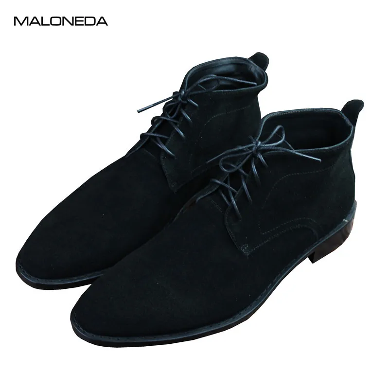 

MALONEDA Brand Handmade Suede Leather Boots Retro Goodyear Casual Ankle Boots Bespoke Big Size for Men