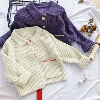 Spring Fall Baby Girls Sweater Solid Long Sleeve Single-breasted Peter Pan Collar Jacket Kids Knitwear Girls Cardigan Coat 3-7Y
Spring Fall Baby Girls Sweater Solid Long Sleeve Single-breasted Peter Pan Collar Jacket Kids Knitwear Girls Cardigan Coat 3-7Y